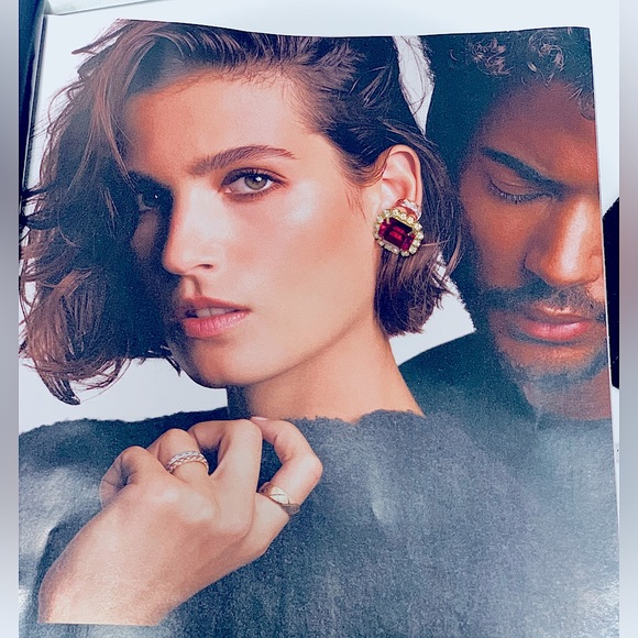 ๐Womenโs Stunning Red Rubies/Diamond Gold-Tone Post Studs | A Gift Sheโll Lโฅ๏ธVE - Picture 4 of 16